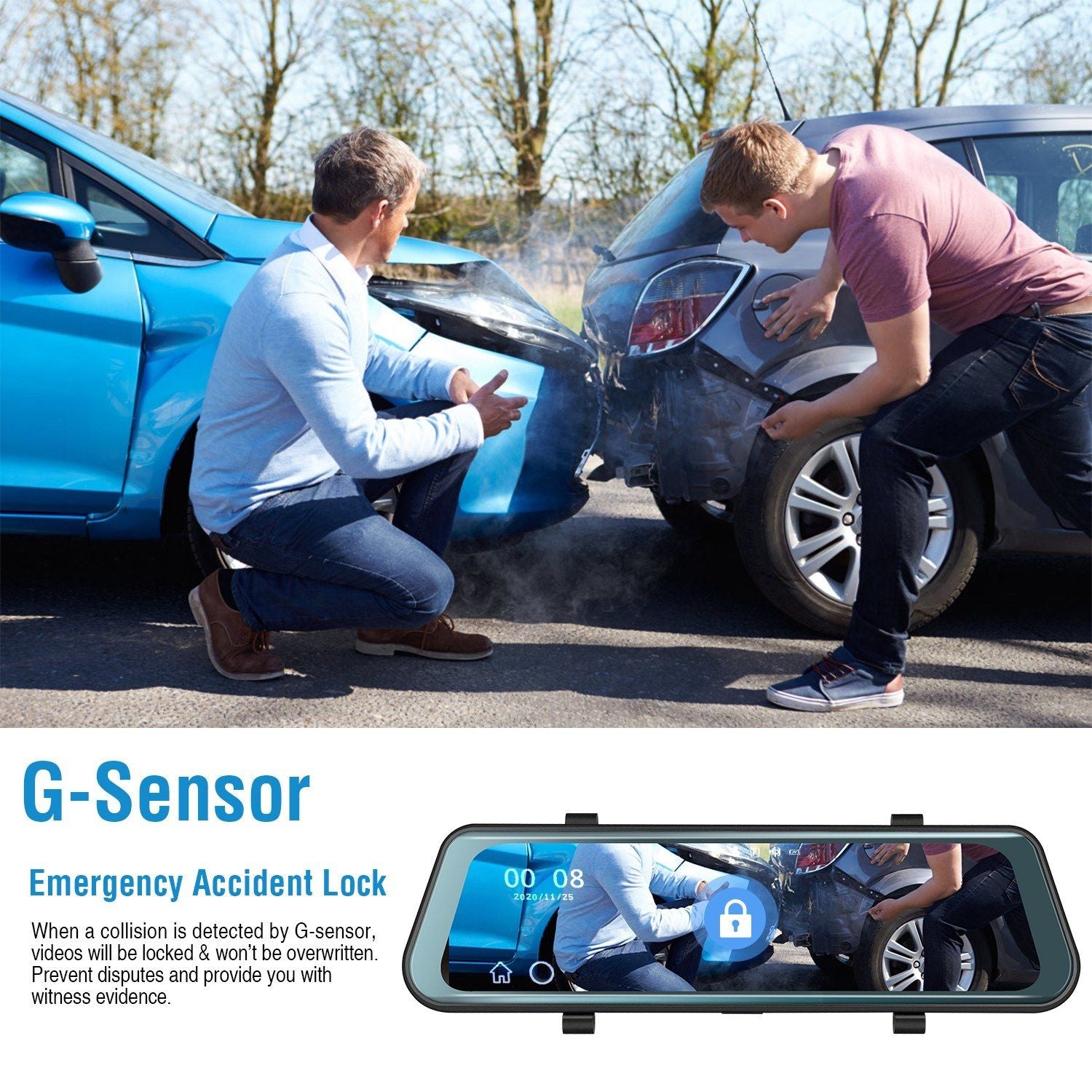 FHD 1080P CAR DVR DASH KAMERA 9.66in Perekam Mengemudi Kendaraan W/ G Sensor Parkir Pemantauan Rekaman Seamless