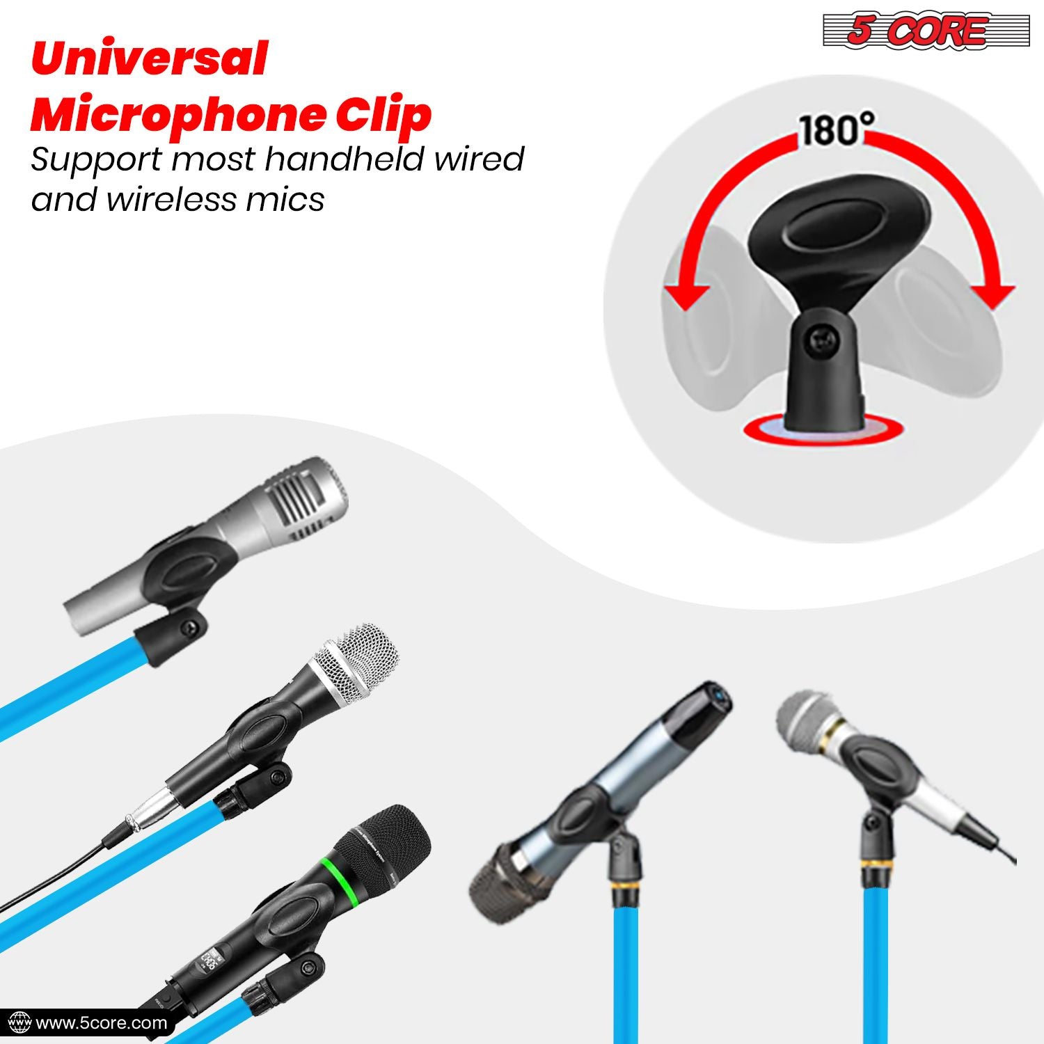 Sky blue adjustable tripod boom mic stand, 18-72", metal construction by Doba, supports various microphones.