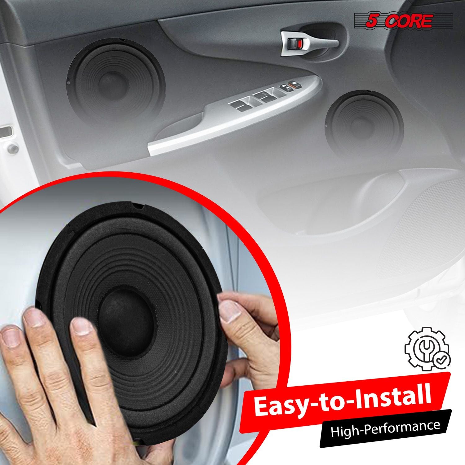 5 CORE 6 Inch Subwoofer Speaker Pair 4 OHM 300W Peak Replacement Car Audio Sub Woofer - WF 672 2 PCS