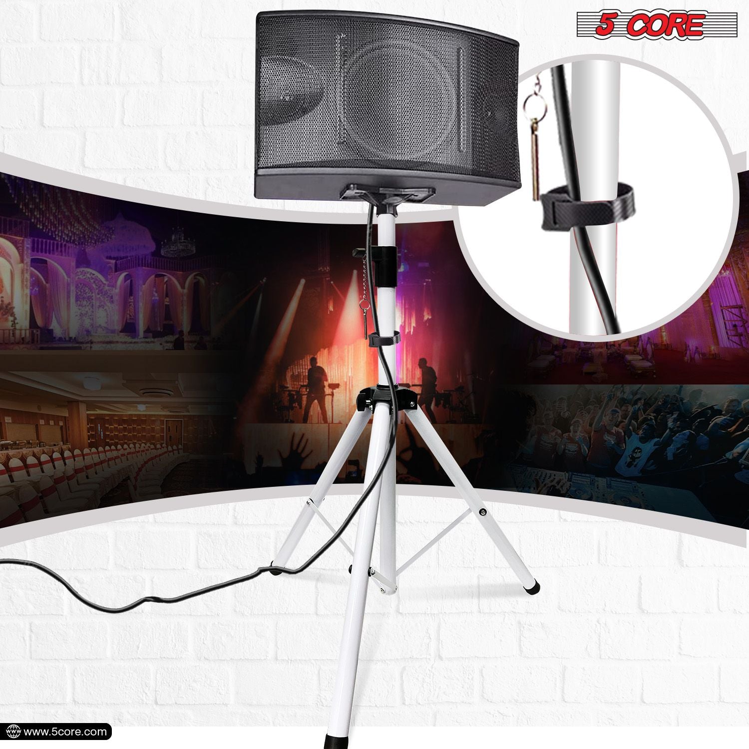 5 Core Heavy Duty Steel Speaker Stand Tripod - Adjustable 40-72" DJ Studio Monitor Mount with Bag