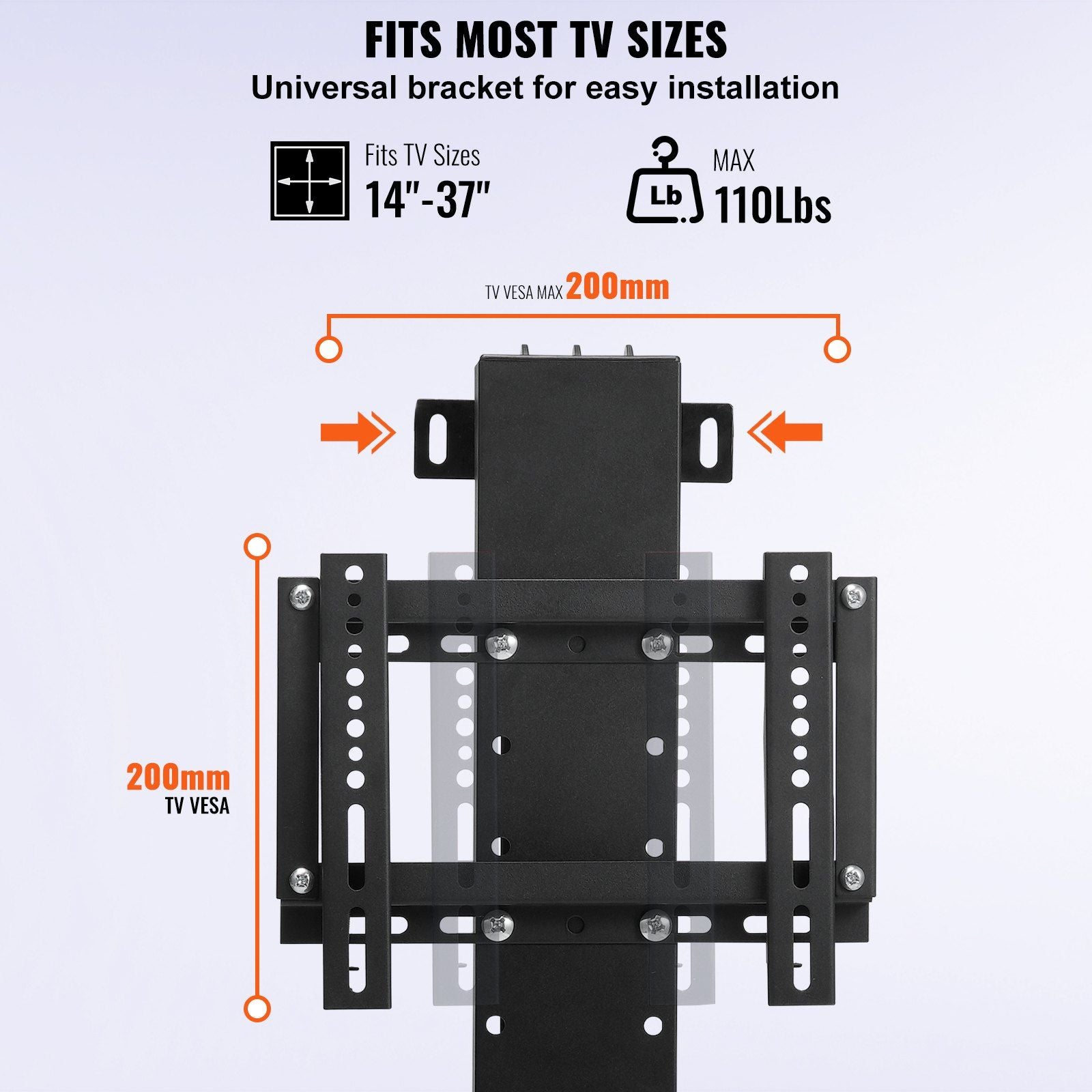 VEVOR Motorized TV Lift Stroke Length 20 Inches Motorized TV Mount Fit for 28-32 Inch TV Lift with Remote Control Height Adjustable 30.4-50 Inch,Load Capacity 132 Lbs
