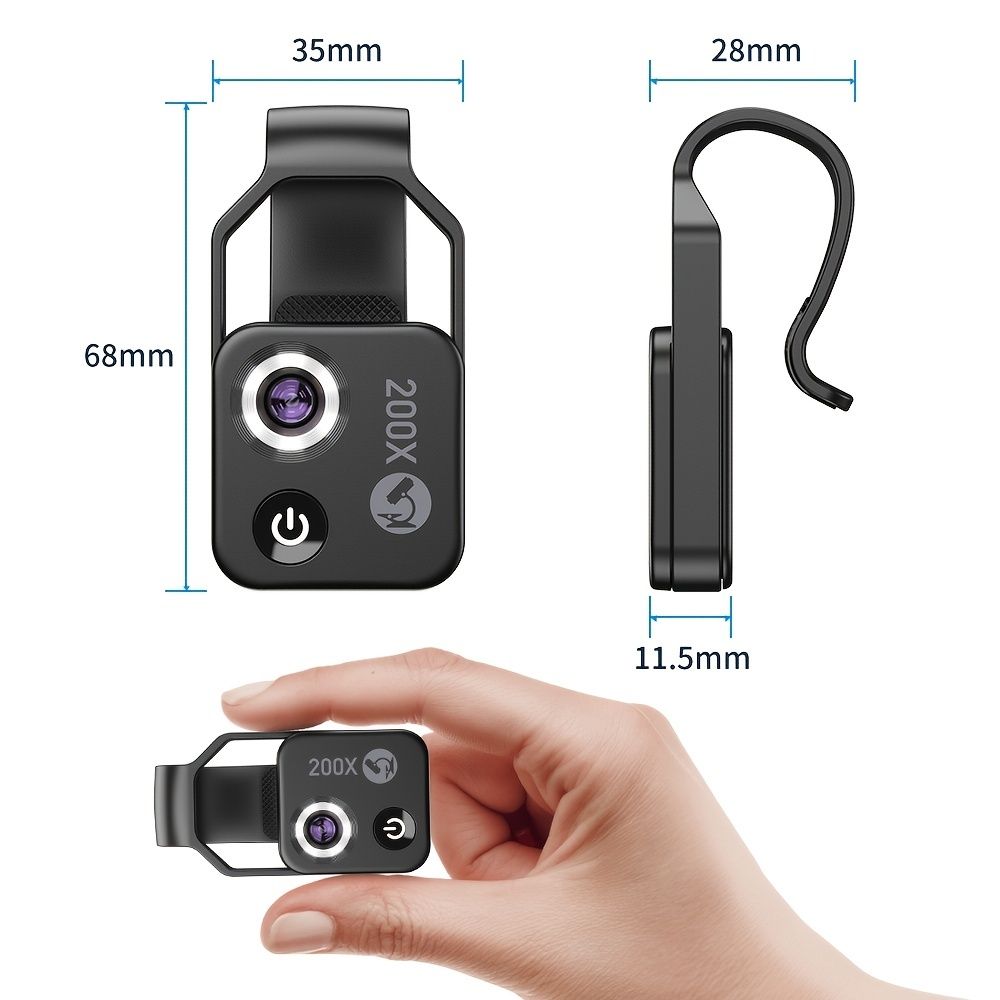 Apexel HD 200x Mikroskop -Makroobjektiv für die tragbare Tasche von Mobiltelefonen mit CPL -Filter -LED -Licht für iPhone Huawei Samsung Xiaomi Die meisten Smartphones