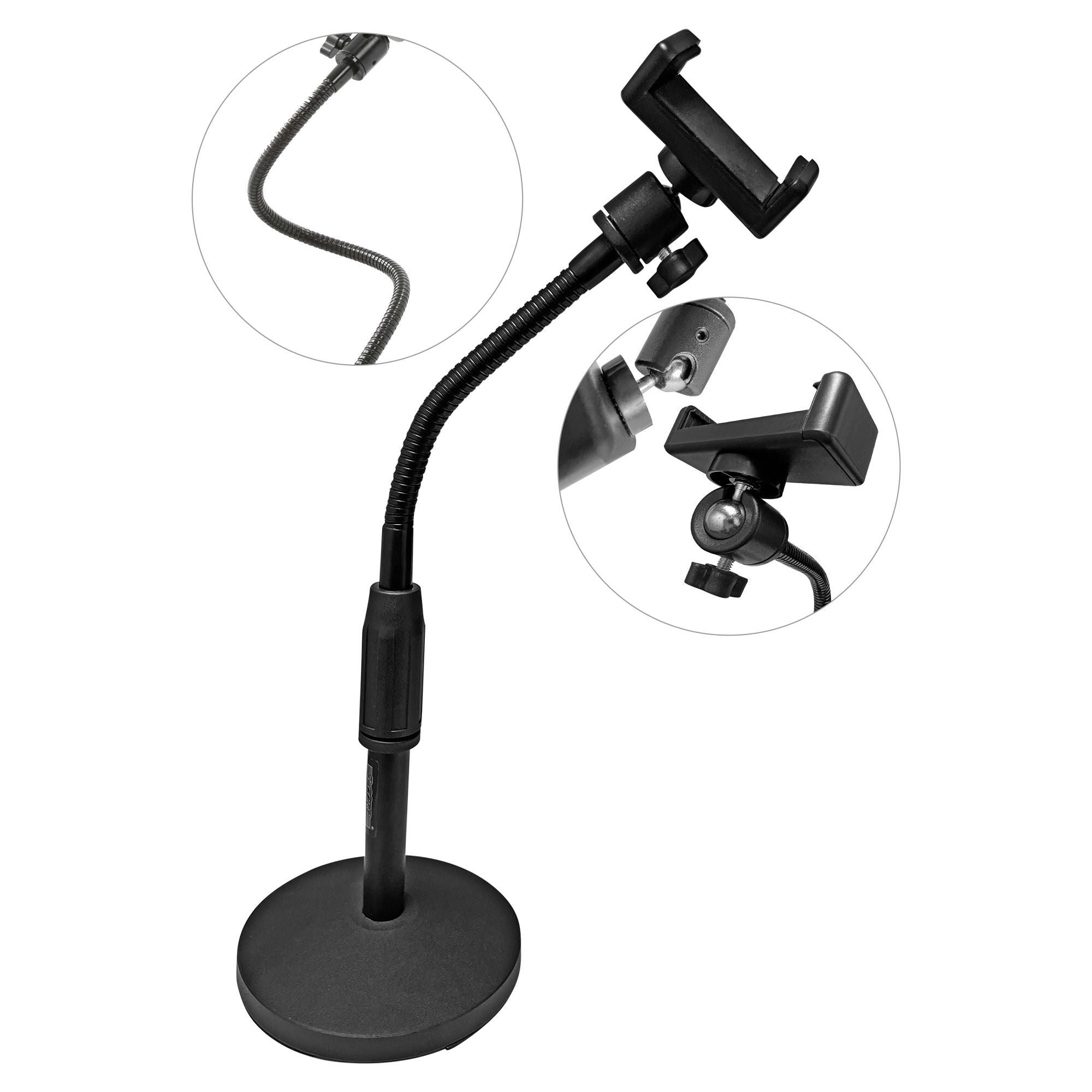 5 Core Gooseneck Điện thoại giữ giá cho bàn bàn tay linh hoạt với đế tròn chống trượt, điện thoại di động gắn kẹp tương thích với tất cả các điện thoại thông minh RBS mob