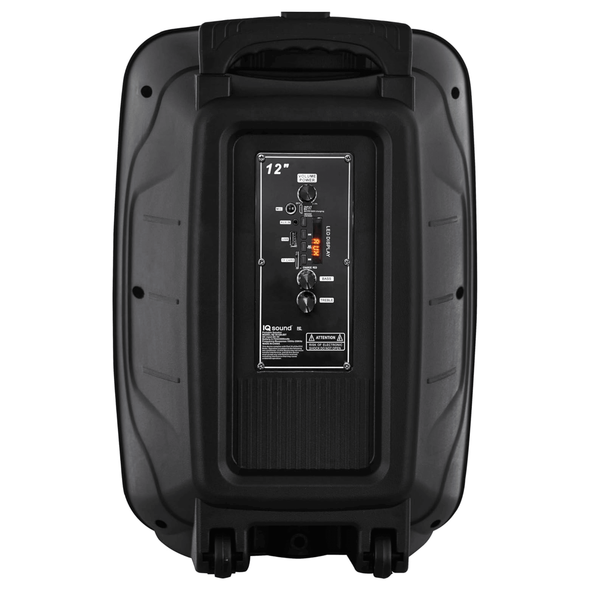 IQ Sound 12" Portable Bluetooth DJ Speaker 40W LED Lights