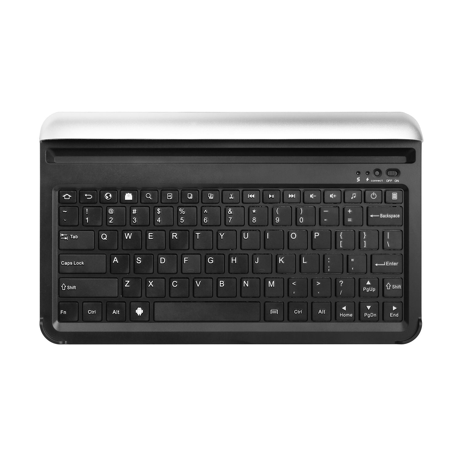 Silver ultra-portable wireless keyboard with built-in stand for KOCASO MX1080 and iNova EX1080 from Doba.