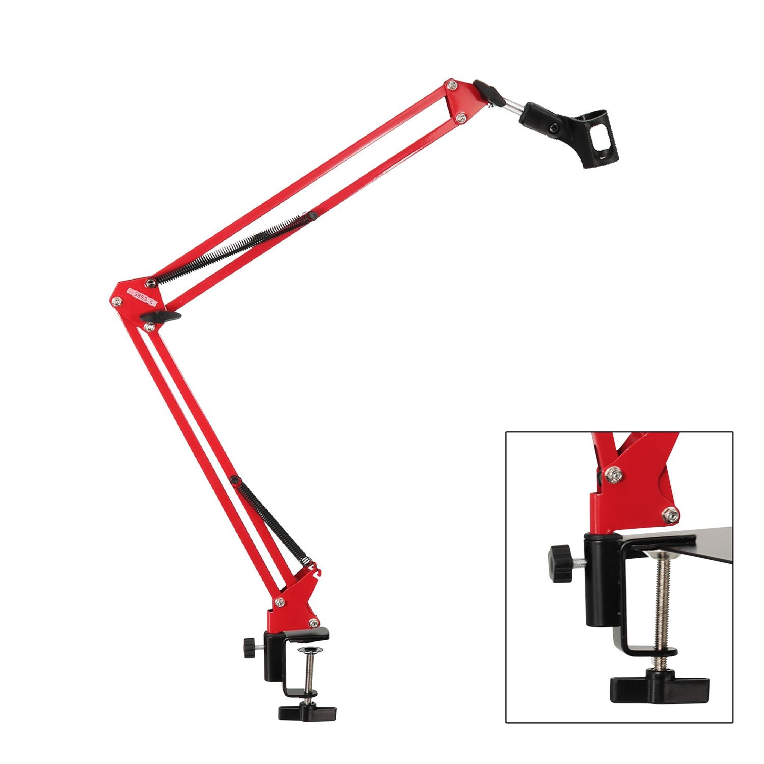 5 Core Heavy Duty Metal Microphone Boom Arm - Red Desk Mount Stand