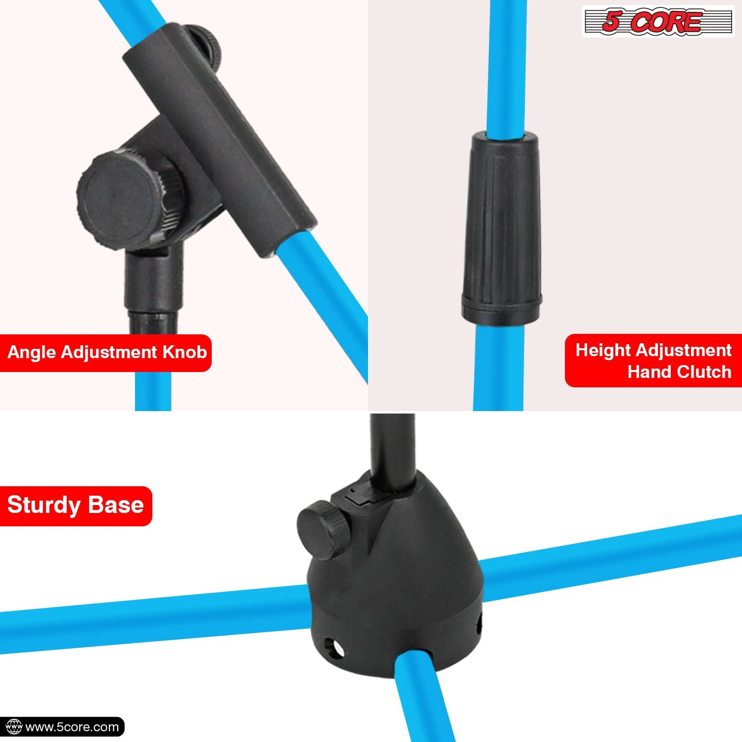 5 Core Chân máy mic đứng sàn có thể điều chỉnh từ 18 đến 72 inch Sturdy Boom ARM Người giữ micro đứng bệ para microfono
