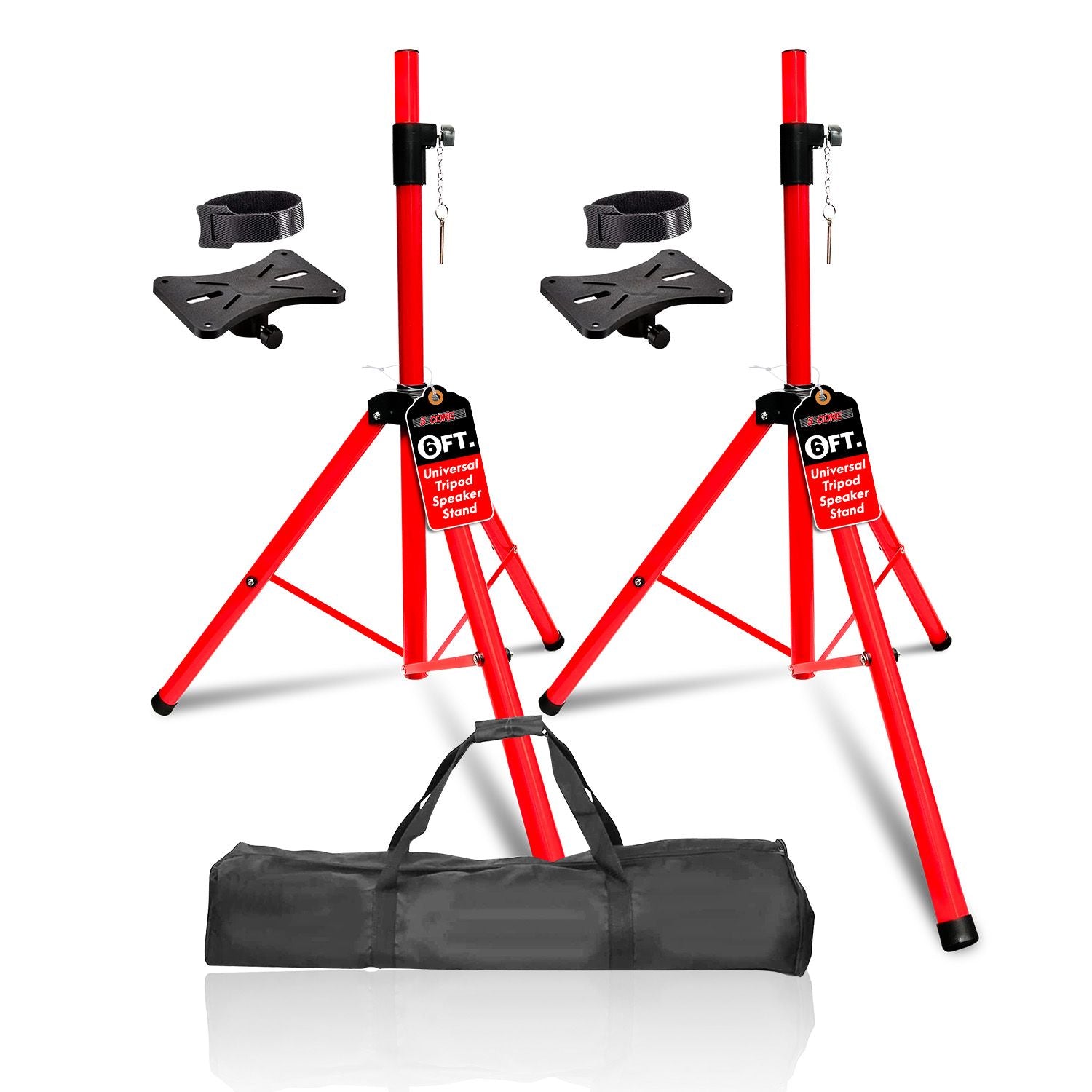 5 Core Heavy Duty Steel Speaker Stand Tripod 40-72" Red DJ Monitor