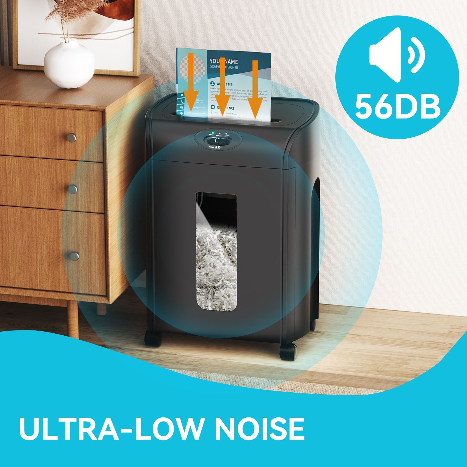 Máy hủy giấy cắt giấy chéo 15 tờ, 4,76 gallon giấy nặng/cd/card siêu