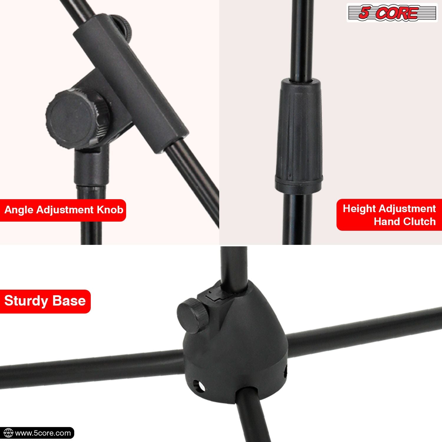 5 Core Chân máy Mic Stand Sàn điều chỉnh 18 đến 72 inch Sturdy Boom ARM Người giữ micro đứng ở Pedestal Para Microfono để hát MS 080