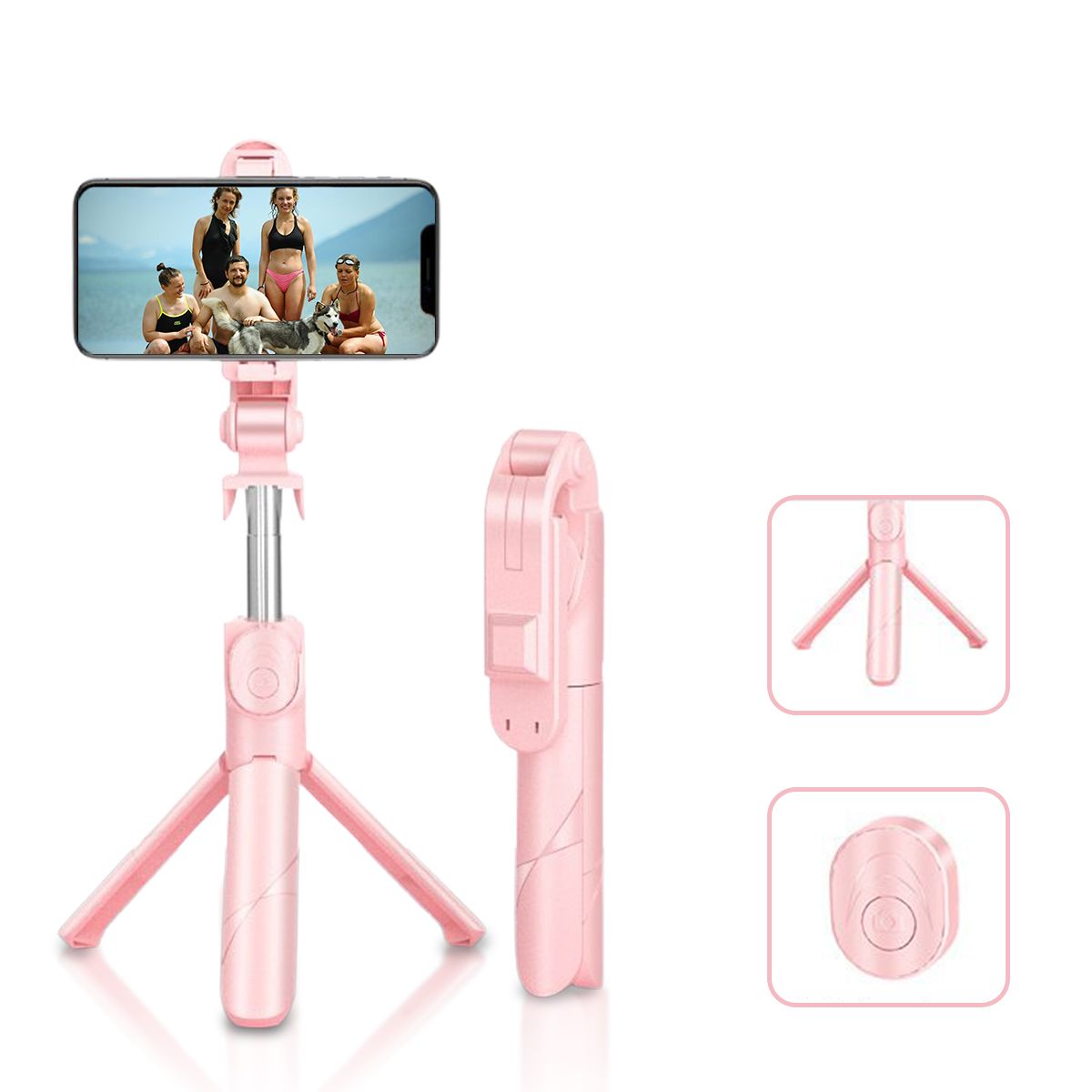 Trípode selfie retráctil alto con control remoto