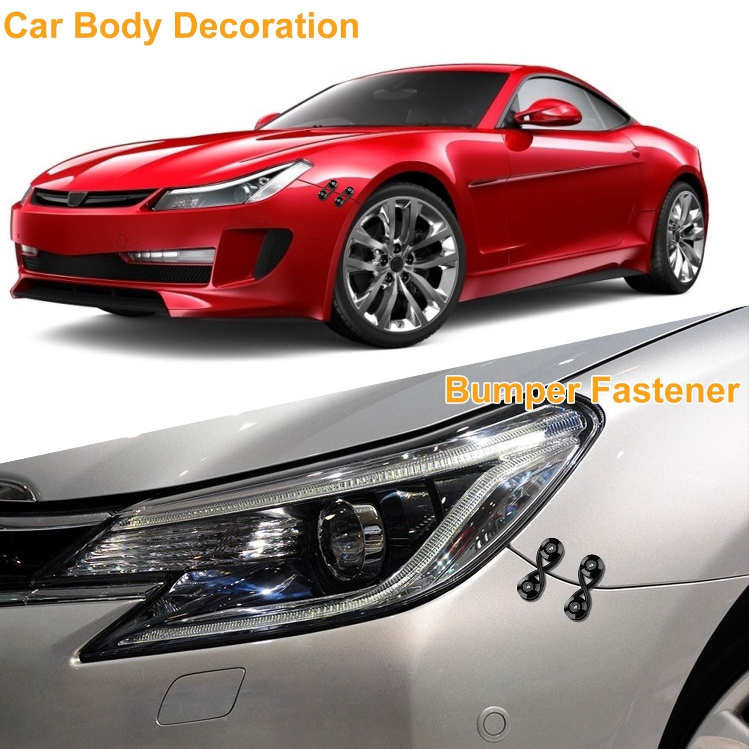Black aluminum car quick release bumper fasteners kit by Doba, universal fit for automotive applications.