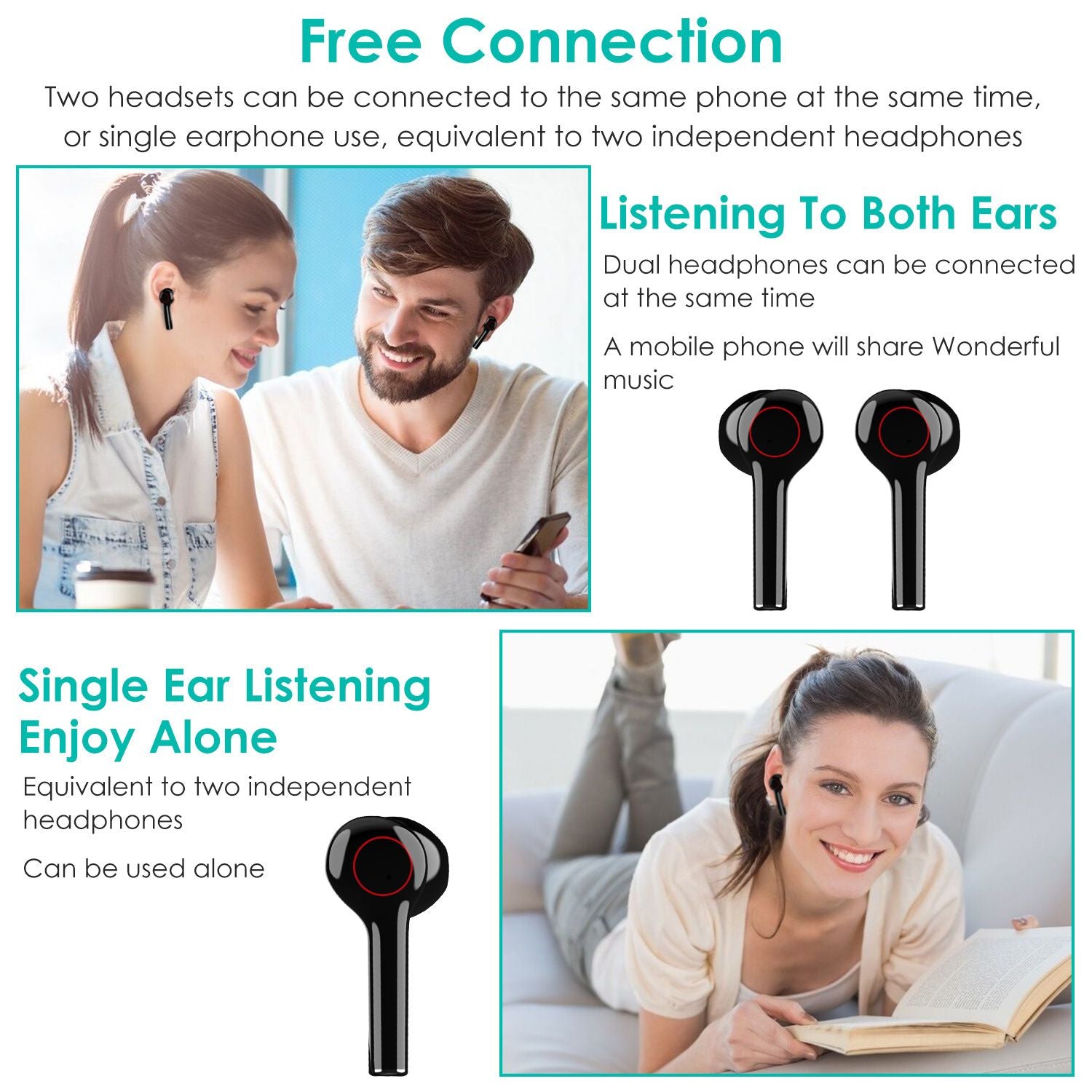 IPX5 Waterproof Wireless 5.0 TWS Earbuds with Charging Case