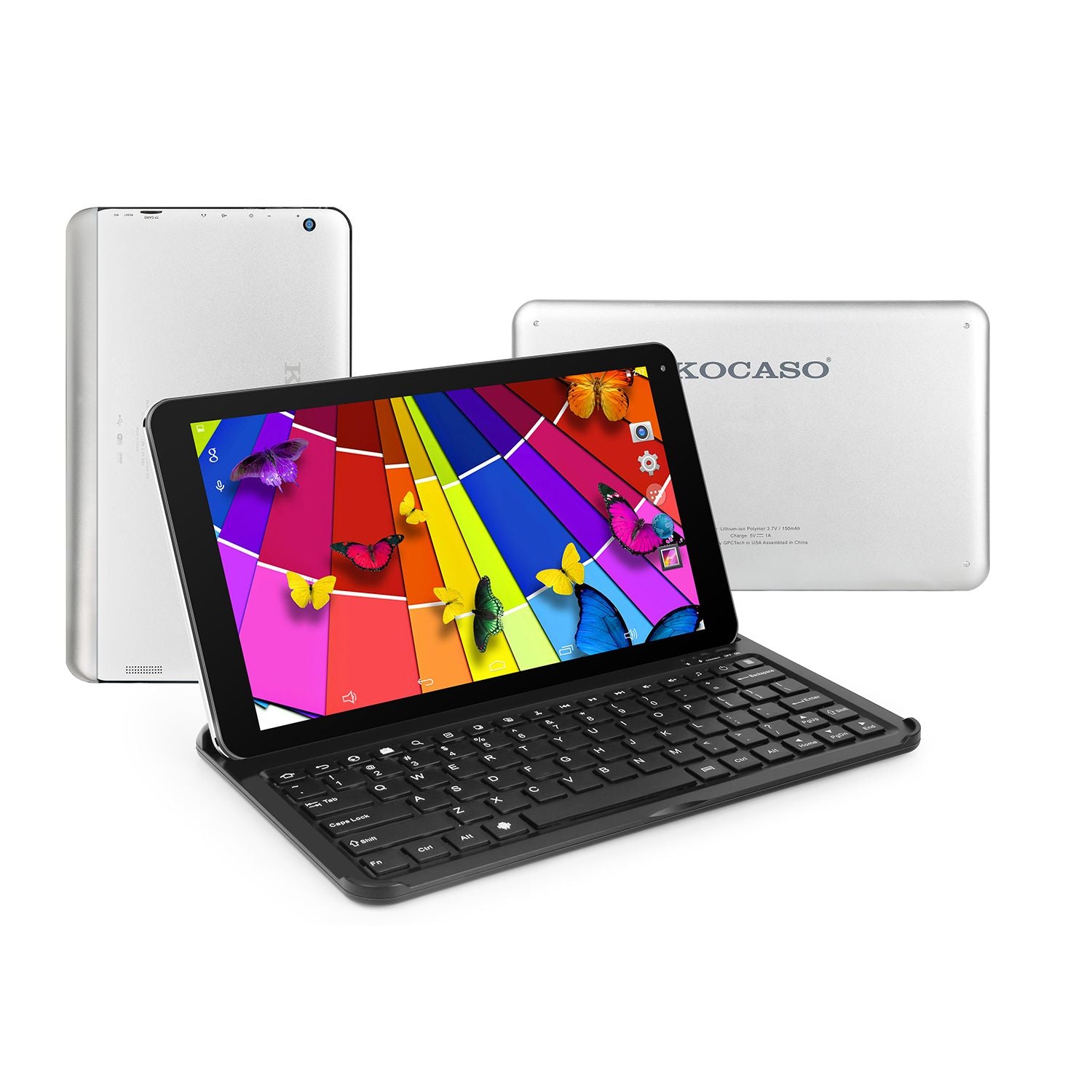 Teclado inalámbrico ultraportable con soporte incorporado para Kocaso MX1080 e Inova EX1080 en plata