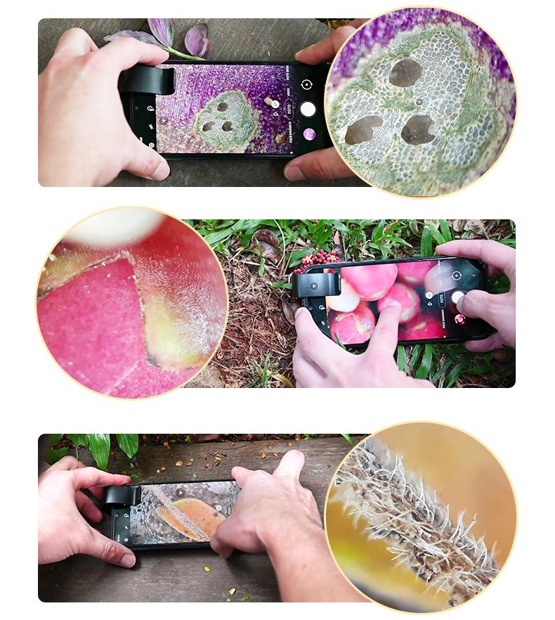 Apexel HD 200x Mikroskop -Makroobjektiv für die tragbare Tasche von Mobiltelefonen mit CPL -Filter -LED -Licht für iPhone Huawei Samsung Xiaomi Die meisten Smartphones