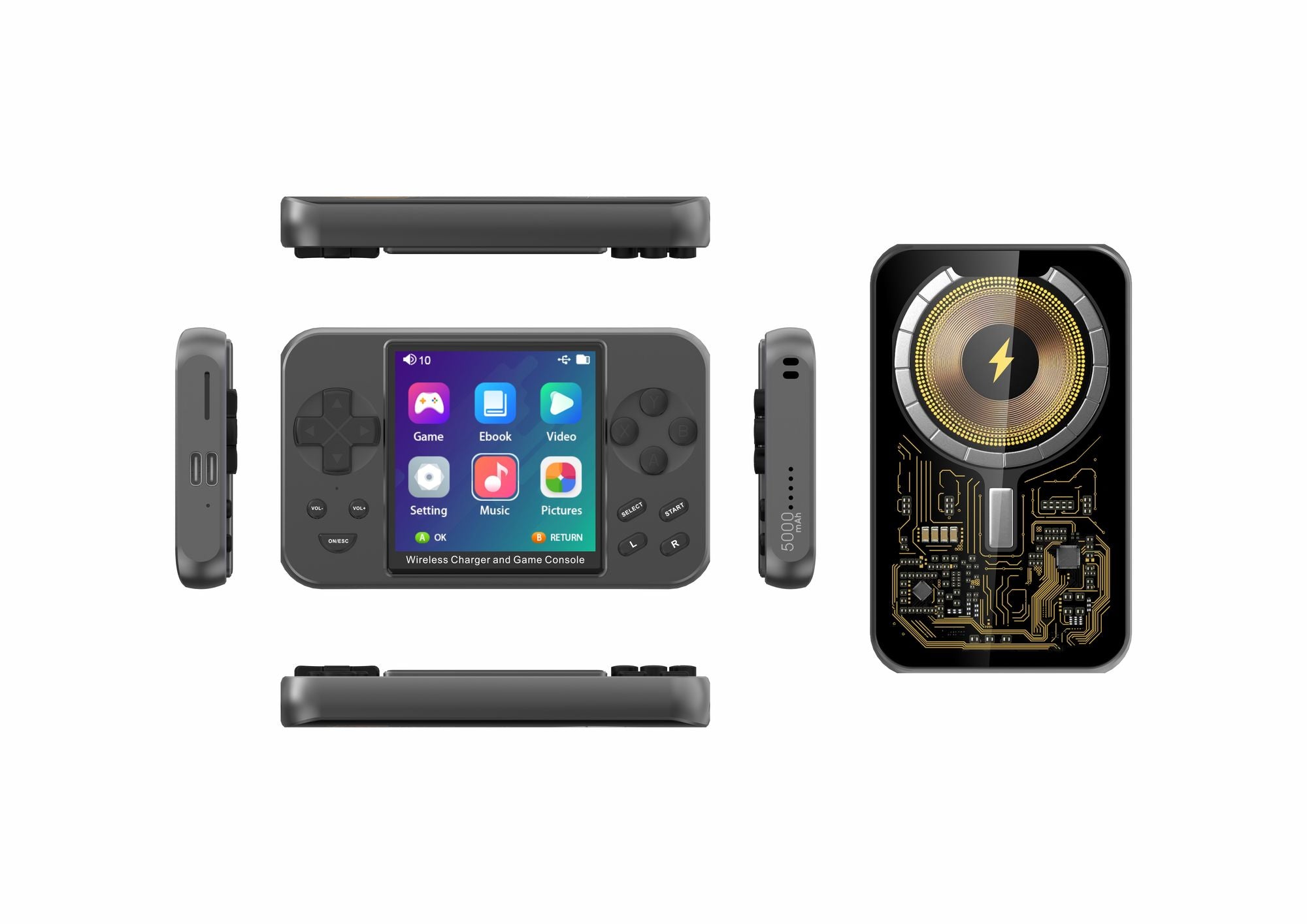 7-in-1 Gaming Console Power Bank - 20W Wireless Charging, 6000+ Games