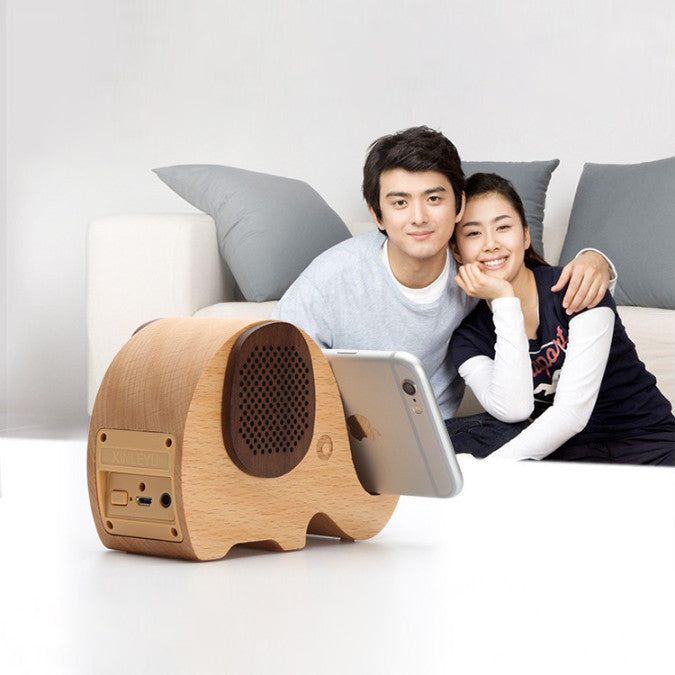 WOODSY GOODSY Wooden 2-in-1 Bluetooth Speaker Phone Stand