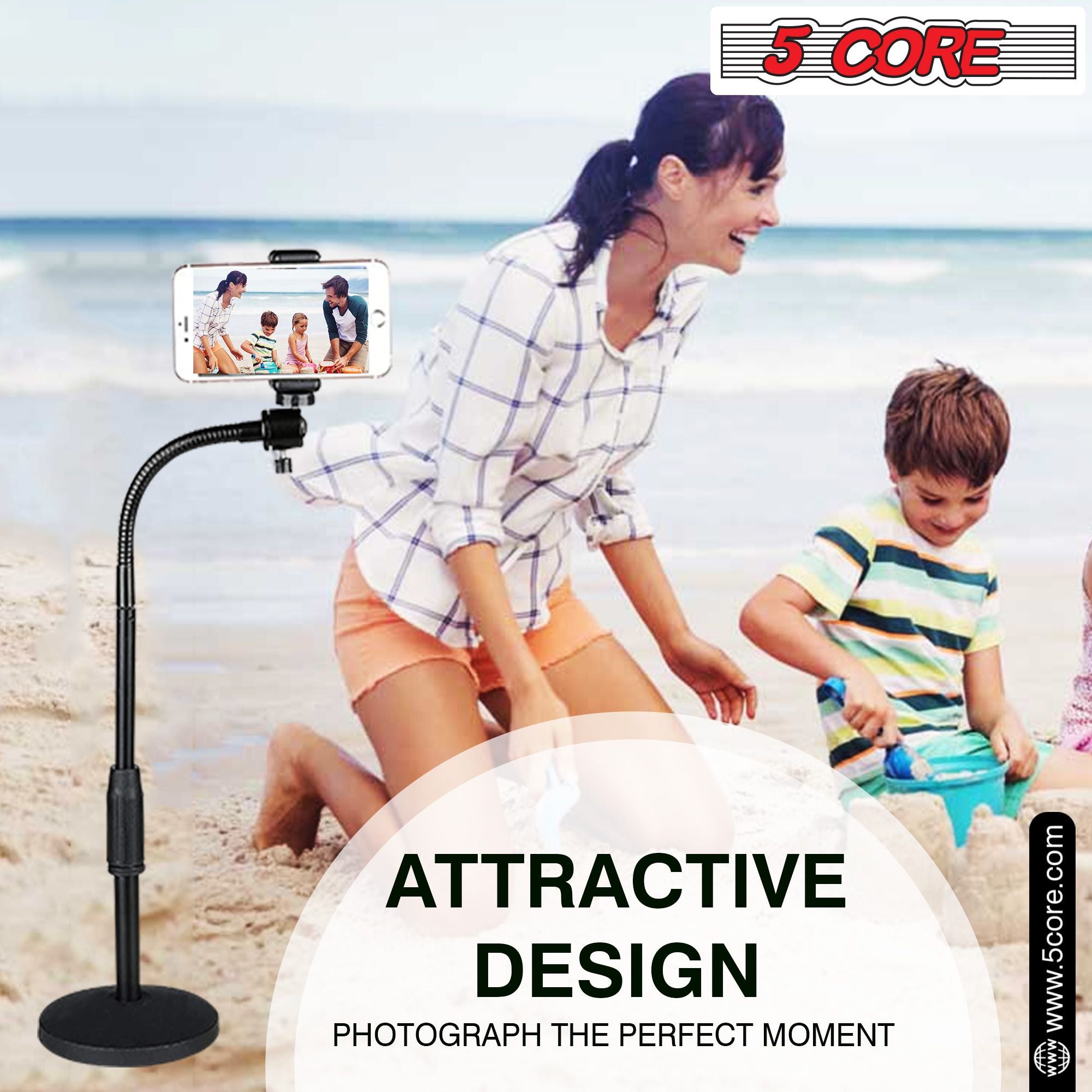 5 Core Gooseneck Điện thoại giữ giá cho bàn bàn tay linh hoạt với đế tròn chống trượt, điện thoại di động gắn kẹp tương thích với tất cả các điện thoại thông minh RBS mob