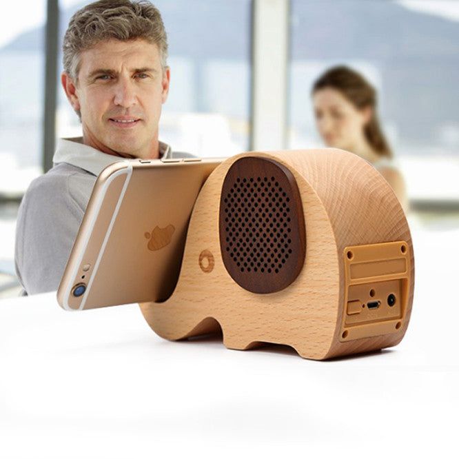 WOODSY GOODSY Wooden 2-in-1 Bluetooth Speaker Phone Stand