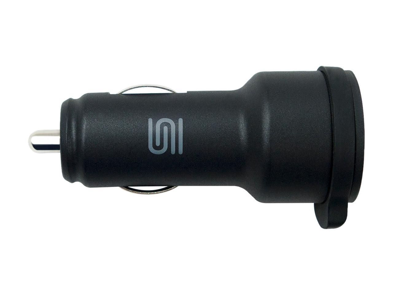 Black S2dio 24W Dual USB car charger with 4.8A output and MFI Lightning cable included.