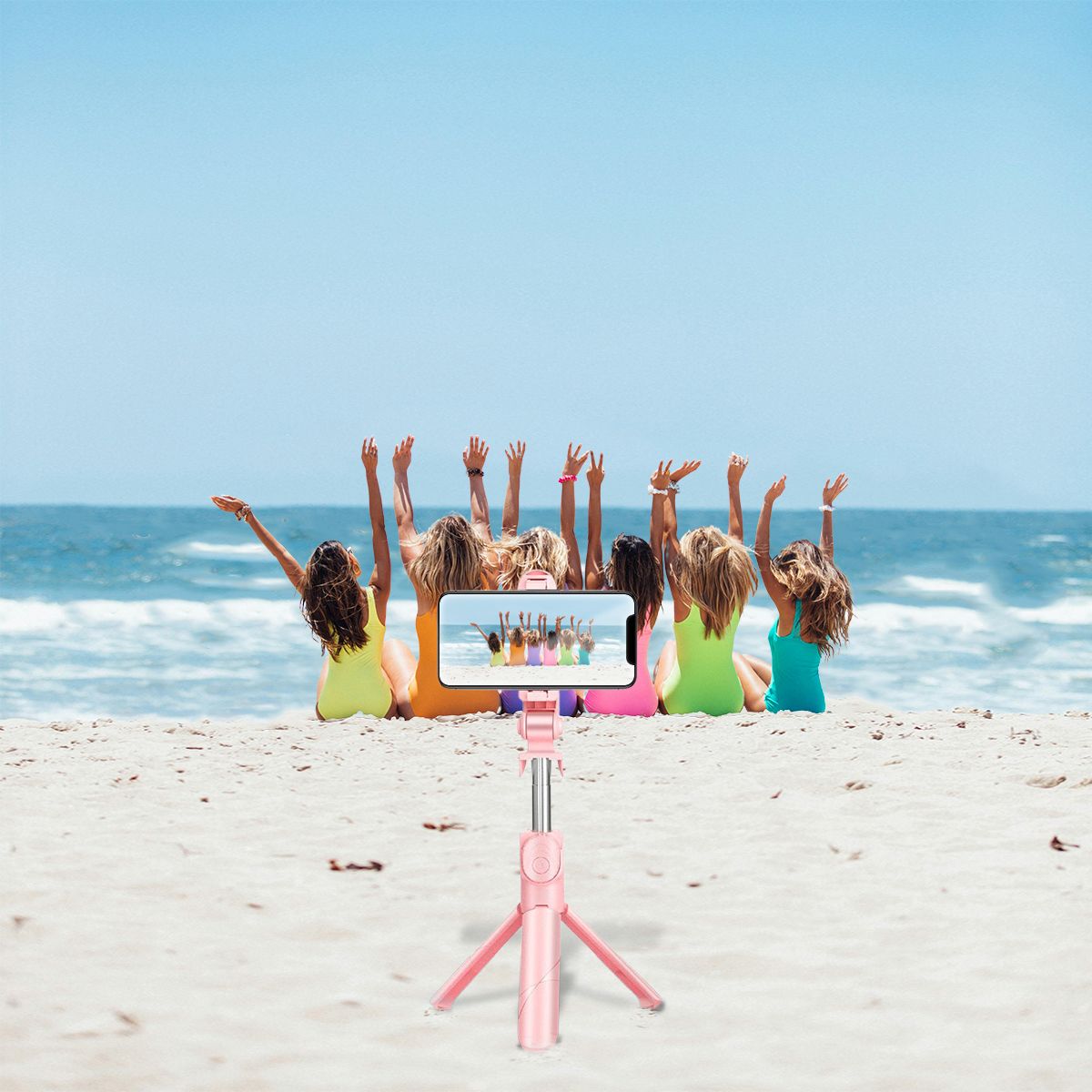 Trípode selfie retráctil alto con control remoto