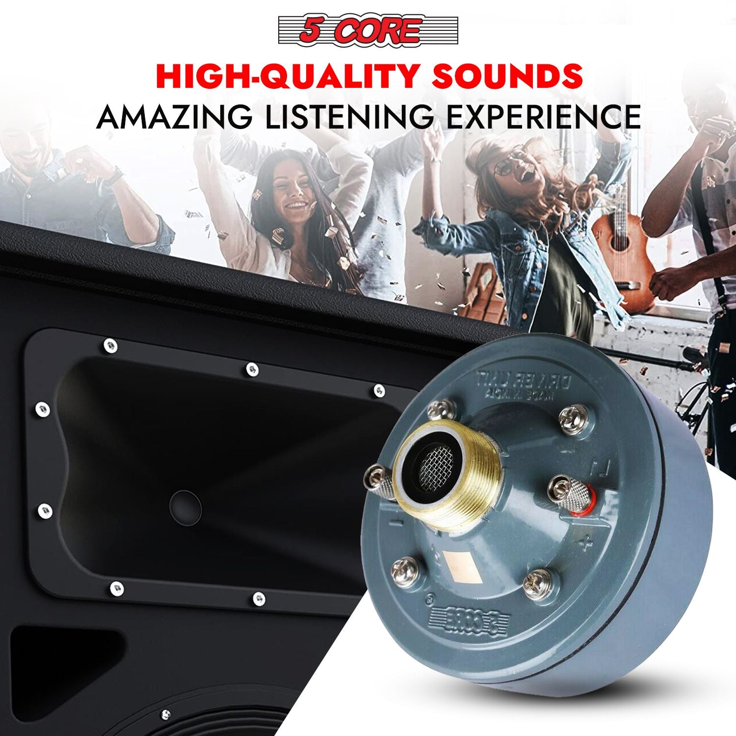 5 Core 600W aluminum compression driver tweeter with 16-ohm impedance for premium audio performance.