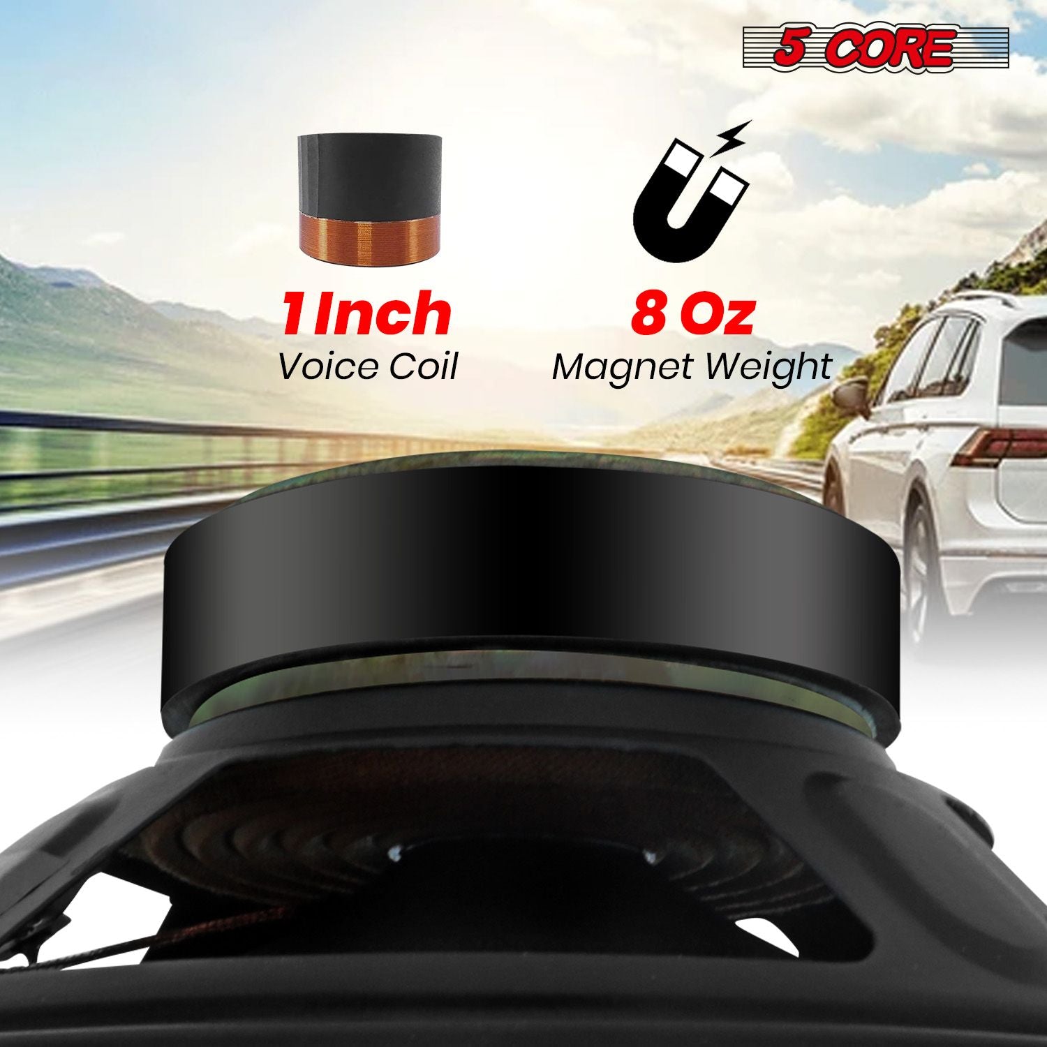 5 CORE 6 Inch Subwoofer Speaker Pair 4 OHM 300W Peak Replacement Car Audio Sub Woofer - WF 672 2 PCS