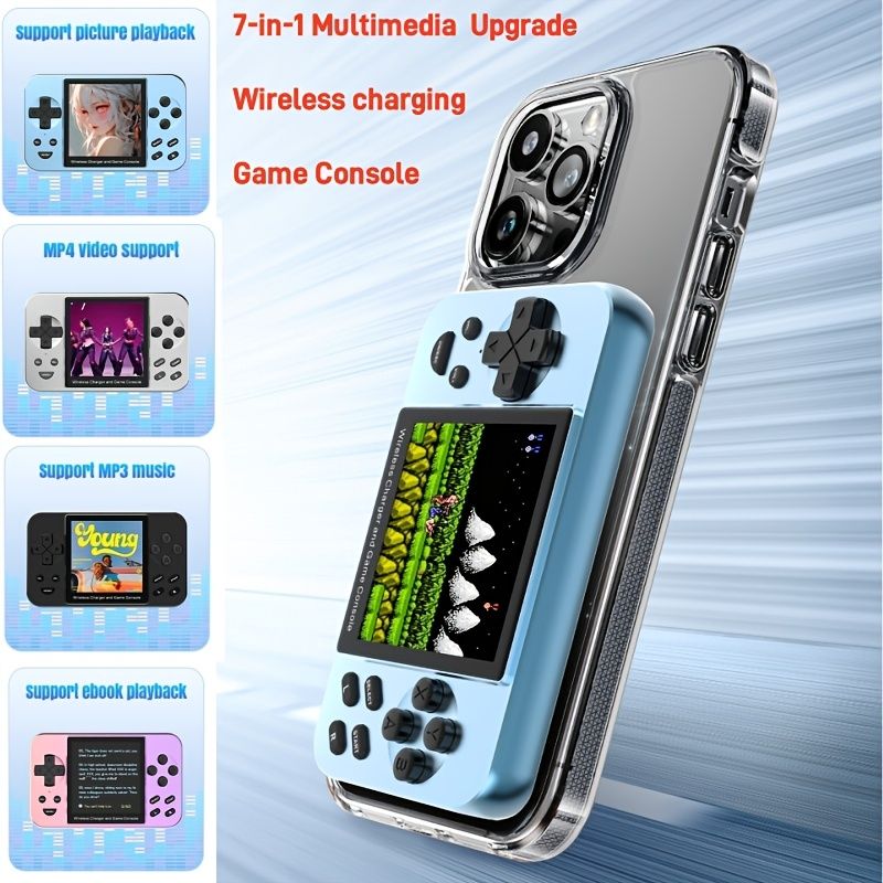 7-in-1 Gaming Console Power Bank - 20W Wireless Charging, 6000+ Games
