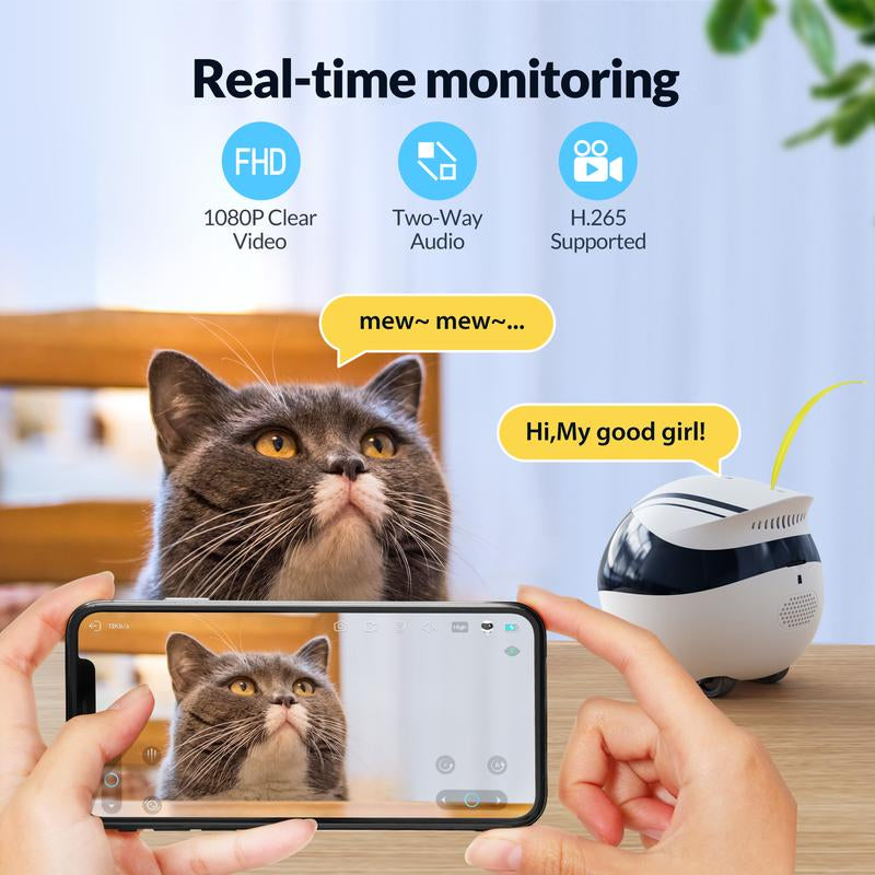 Enabot EBO Air Home Security Pet Camera, 2 Way Talk, Night Vison, Wireless APP Remote Control Indoor Security Camera, Movable Rechargeable Cam for Dog/Cat/Baby, SD Card Storage