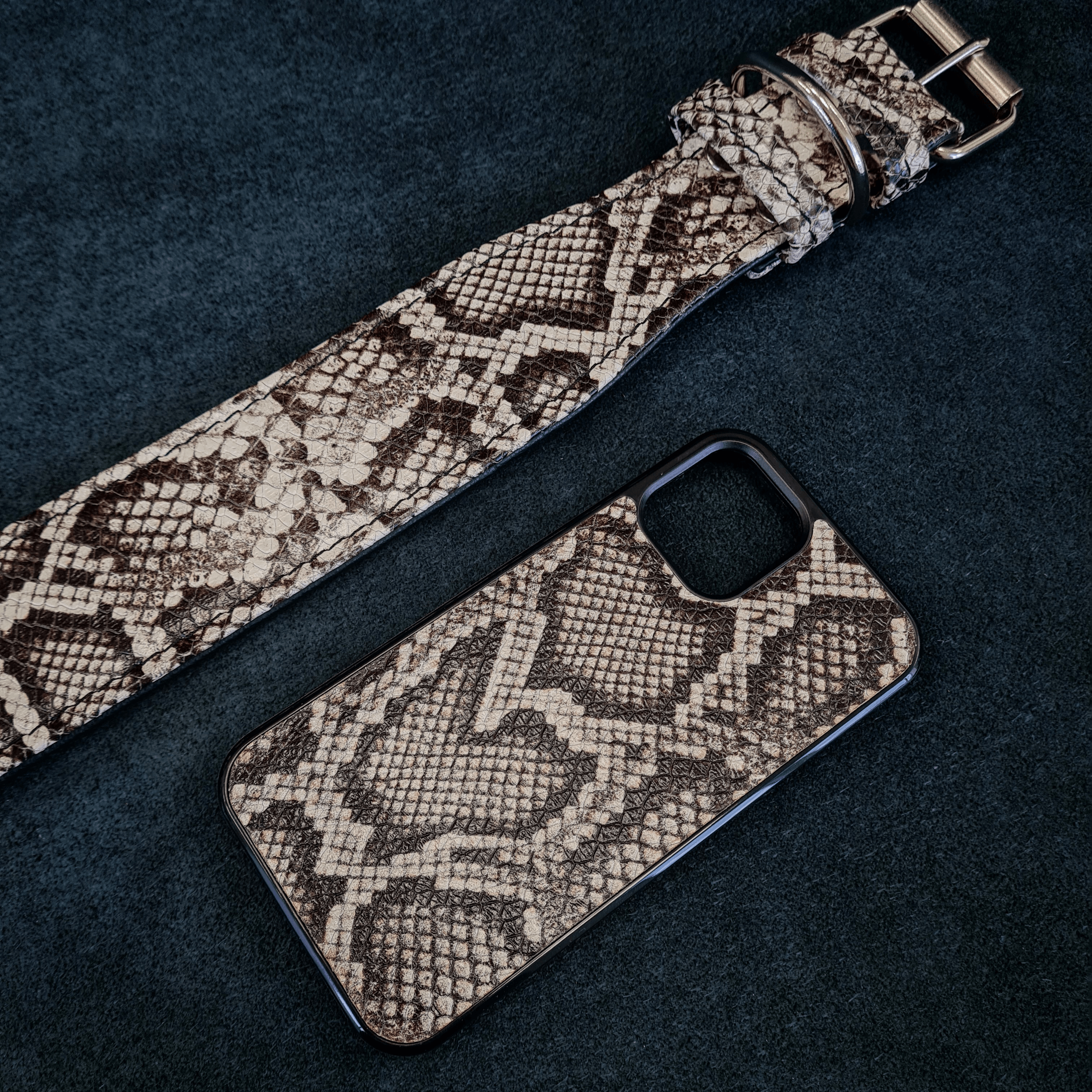 Bestia Rock Python Genuine Leather Phone Case - Handmade Design