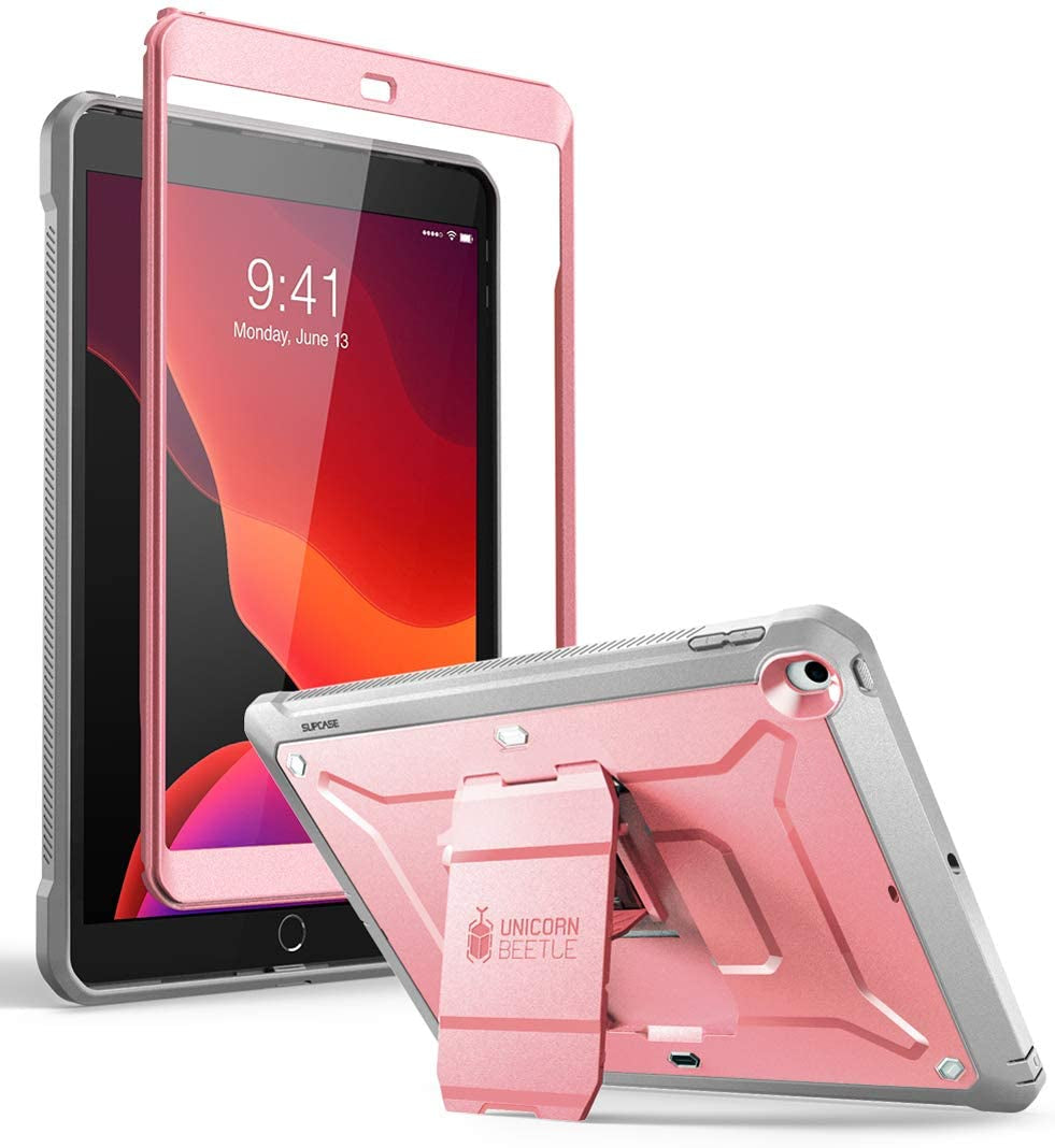 for Ipad 9Th Generation Case with Screen Protector (Unicorn Beetle Pro), [Built-In Stand] Heavy Duty Rugged Protective Case for Ipad 10.2 9Th / 8Th / 7Th Generation (2021/2020/2019), Rosegold