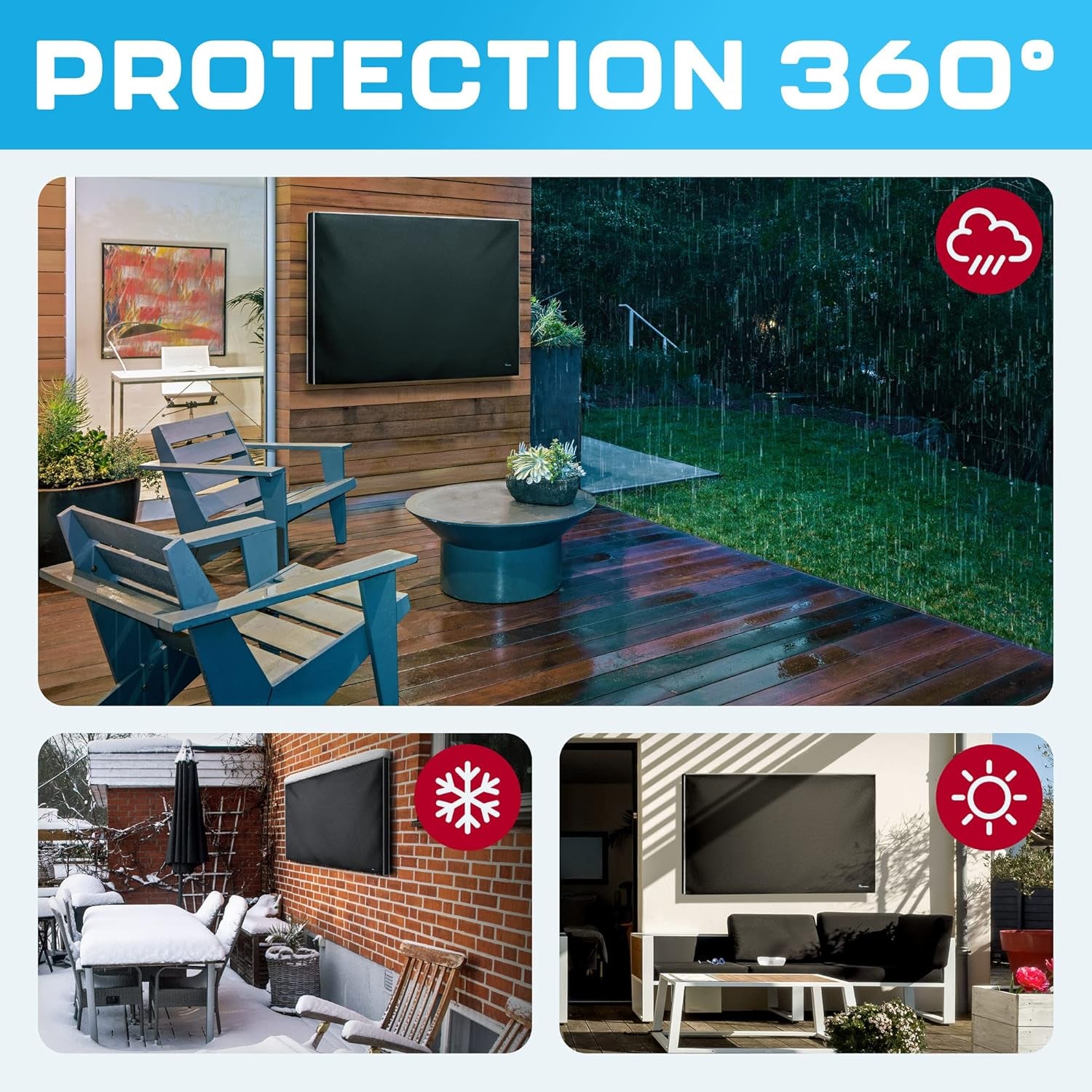 Outdoor TV Cover 65 Inch Waterproof and Weatherproof | TV Cover for outside 65 | Outdoor TV Enclosure | Smart Shield TV Screen Protector for outside TV | Cover for Moving | TV Display Protectors – Black