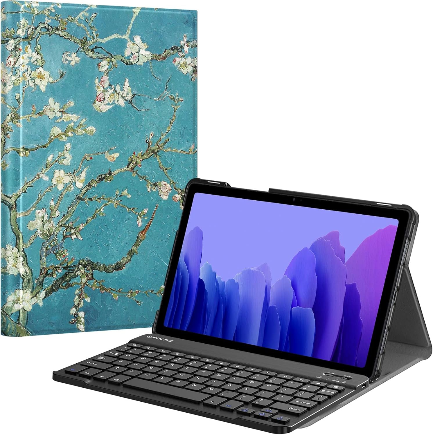 Keyboard Case for Samsung Galaxy Tab A7 10.4 Inch 2022/2020 Model (SM-T500/T503/T505/T507/T509), Slim Lightweight Stand Cover W/Magnetically Detachable Wireless Bluetooth Keyboard, Blossom