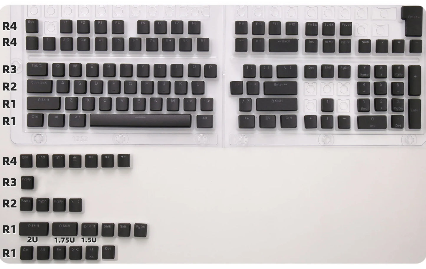 129 Keys Pudding Keycaps OEM Profile PBT Double Shot Keycap for Mx Switch Mechanical Keyboard ISO Layout RGB Backlit Key Caps