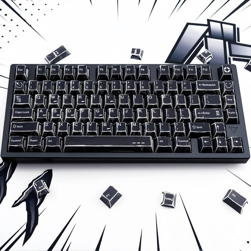 Comic Theme Keycap, PBT Thermal Sublimation Keycap, Highly Adaptable Cross Axis Magnetic Axis Mechanical Keyboard Keycap for Gaming