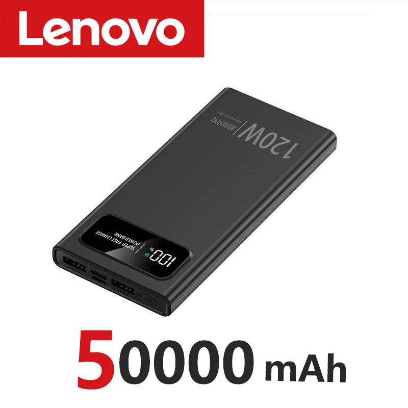 Lenove 120W Super Fast Charging Power Bank 200000Mah Ultralarge Capacity Digital Display Power Bank for Iphone External Battery