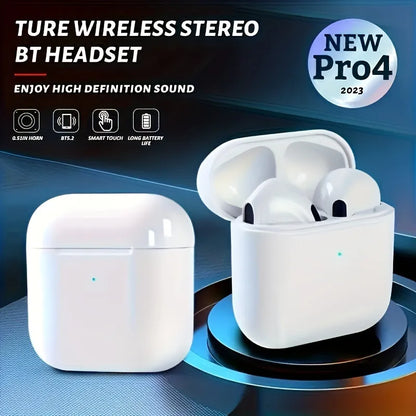 Pro 4 TWS Wireless Headphones Earphone Bluetooth-Compatible 5.3 Waterproof Headset with Mic for Xiaomi Iphone Pro4 Earbuds