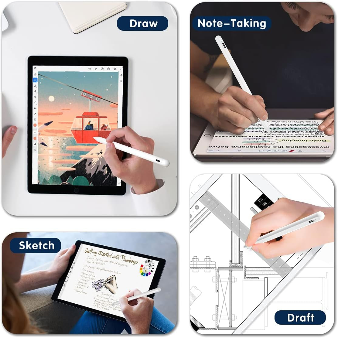 Stylus Pencil for Ipad 10Th & 9Th Generation, Active Pen with Palm Rejection Compatible with 2018-2023 Apple Ipad 10/9/8/7/6Th Gen/Ipad Pro 12.9 &11 Inches/Ipad Pro 6/5/4Th Gen/Ipad Air 5/4/3 Gen