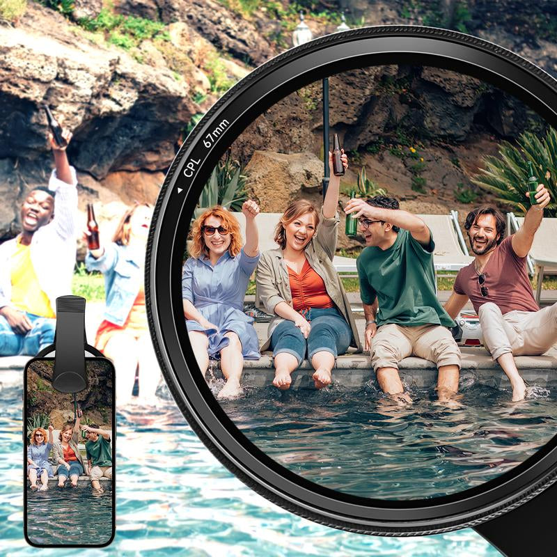Outdoor Photography Magic Tool | Mobile Light Control Lens, 67Mm CPL Phone Filter Kit Compatible with Android and Iphone, for Smartphone Landscape & Object Shooting to Eliminate Harsh Reflections & Boost Colors