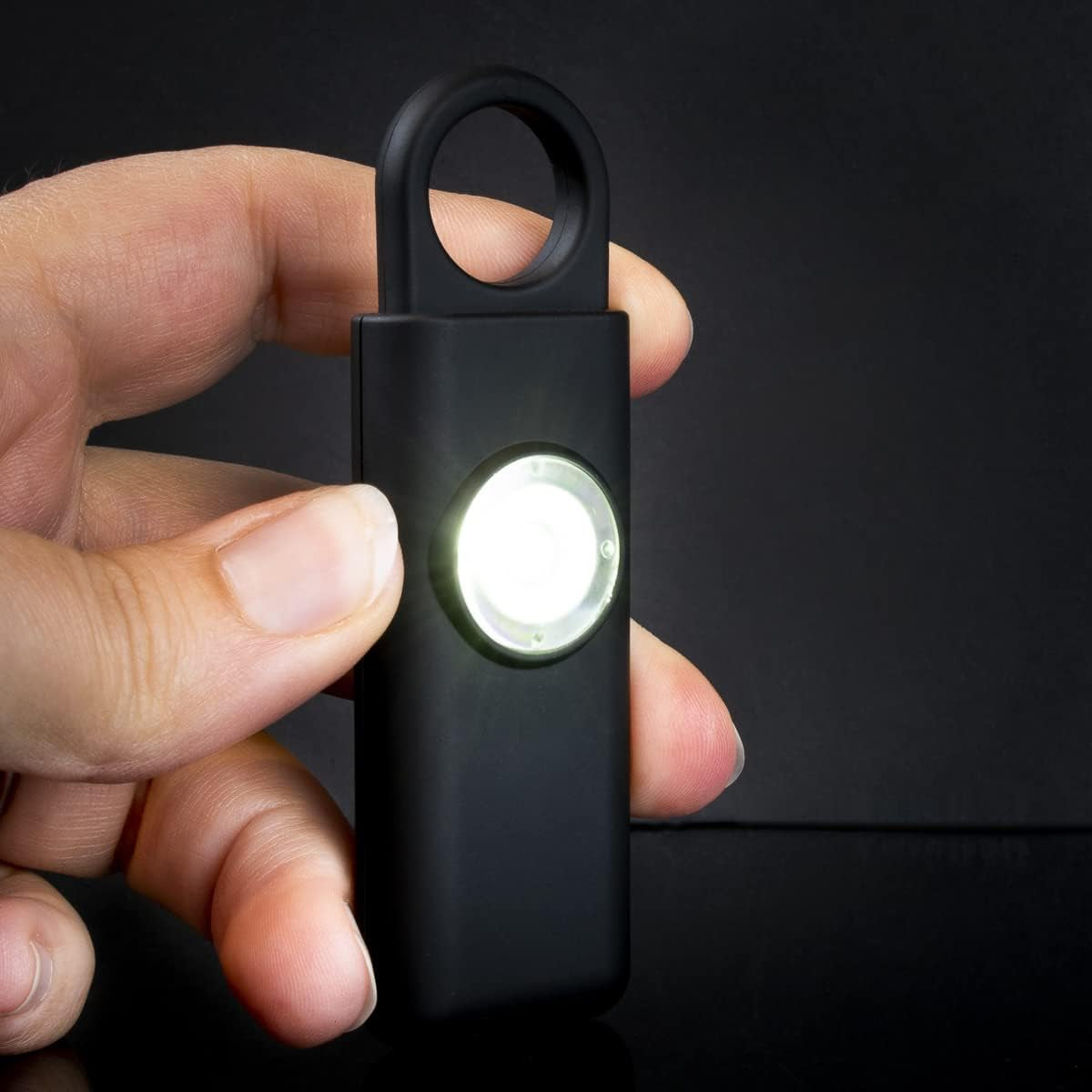 The Original Self Defense Siren Personal Safety Alarm for Women, Men, Kids, Elderly - SOS LED Strobe Light - Air Travel/Tsa Friendly - Emergency Safe Key Chain Device, Pocket Size - Black Rechargeable