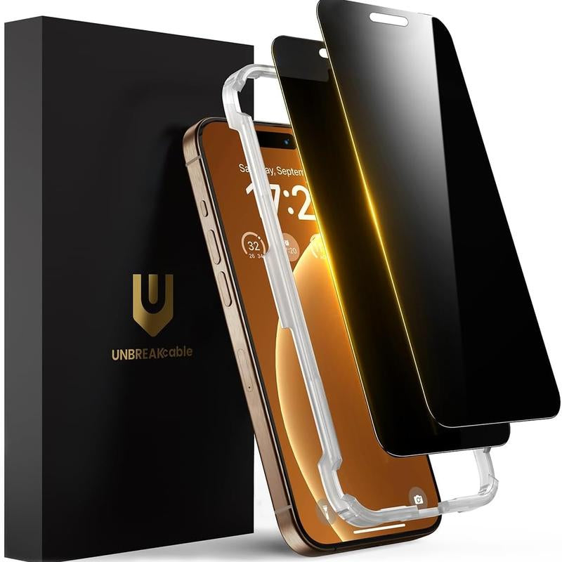 Unbreakcable Privacy Screen Protector for Iphone 16 Pro, Full Coverage Shatterproof Tempered Glass [True 28°Anti Spy] [9H Hardness] [Installation Frame] Private Protector for Iphone 16 Pro - 2 Pack
