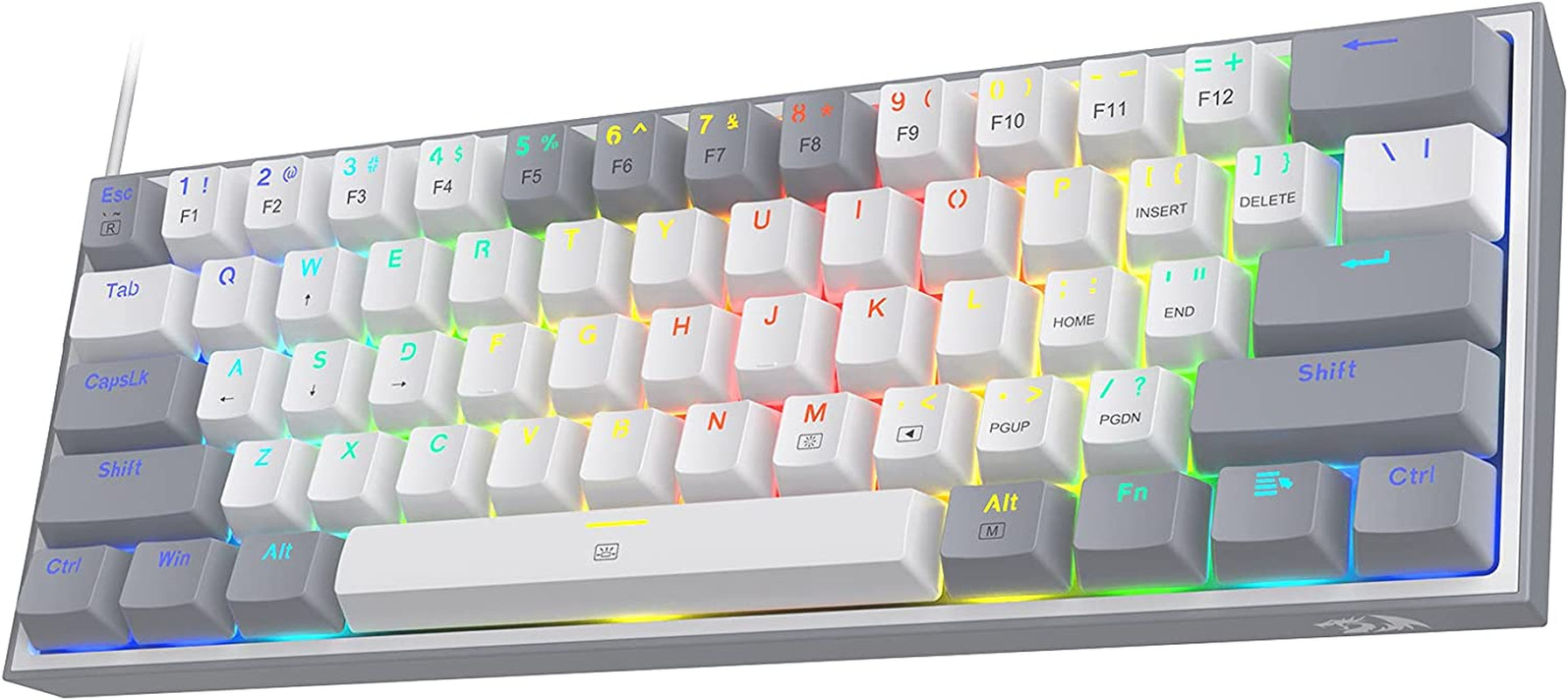 K617 Fizz 60% Wired RGB Gaming Keyboard, 61 Keys Hot-Swap Compact Mechanical Keyboard W/White and Grey Color Keycaps, Linear Red Switch, Pro Driver/Software Supported