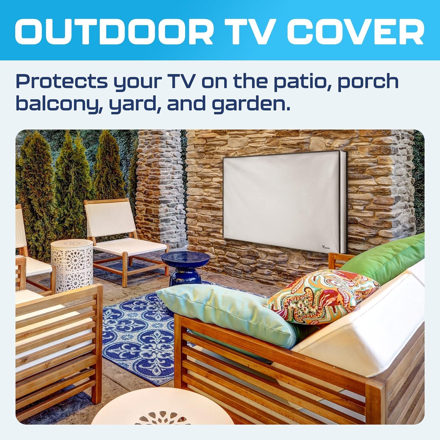 Outdoor TV Cover 50 Inch Weatherproof | TV Cover for outside | 50 Inch TV Cover Outdoor Waterproof Smart Shield TV Screen Protector for Outside-Gray