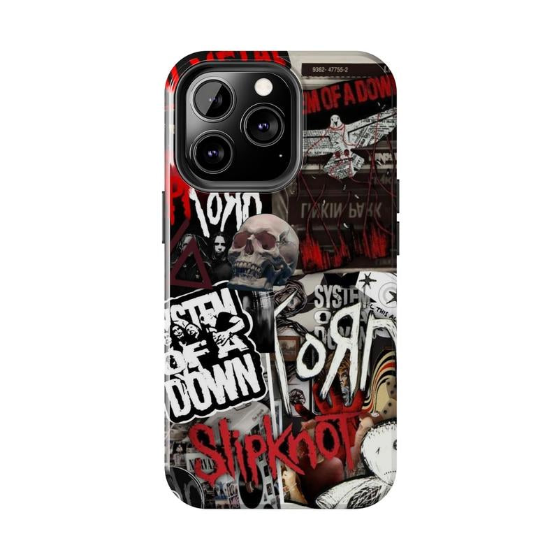 Slipknot and System of a down Collage Case, Heavy Metal Aesthetic for Rock Fans, for Iphone 16 15 14 13 12 11 X SE, Samsung S25 S24 S23 S22 S21, Gift for Fans C