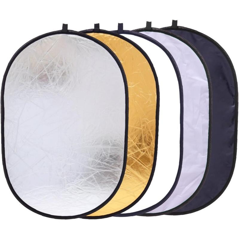 Collapsible Photography Reflector 24X35Inch (60X90Cm) 5-In-1 Multi Light Diffuser Panel-Portable for Product Photography, Studio Photo. Comes with Carrying Bag-Ideal Accessories and Props