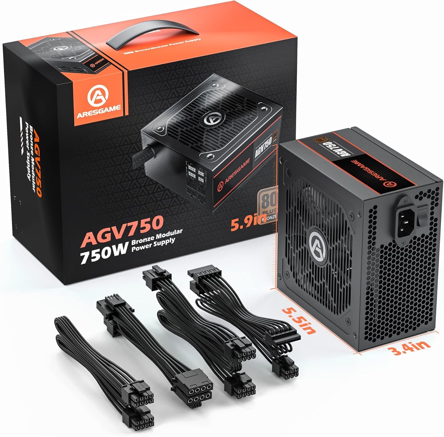 Power Supply 750W 80 plus Bronze Certified Semi Modular PSU (, AGV750)