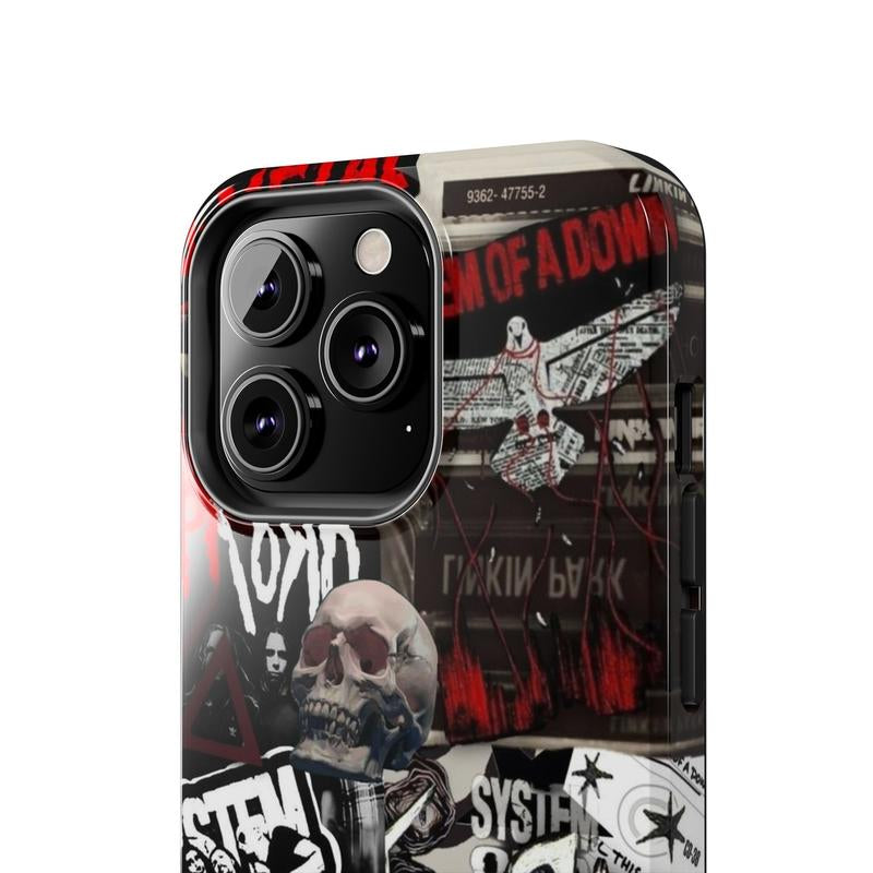 Slipknot and System of a down Collage Case, Heavy Metal Aesthetic for Rock Fans, for Iphone 16 15 14 13 12 11 X SE, Samsung S25 S24 S23 S22 S21, Gift for Fans C