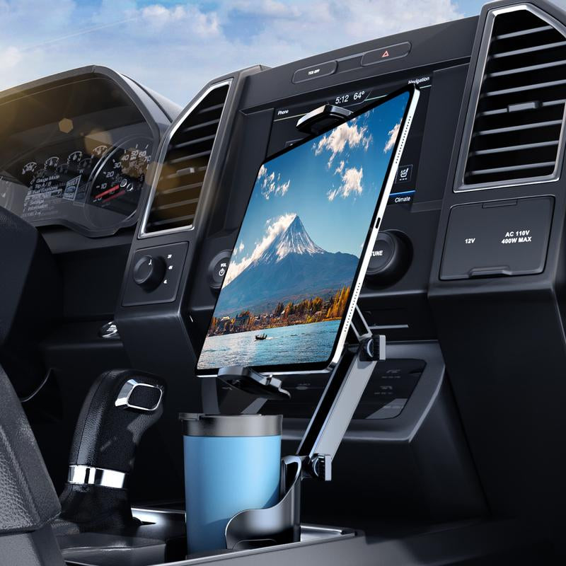 Cup Holder Tablet Mount for Ipad: Car Cup Holder Tablet Stand with Adjustable Arm for Truck Compatible with Ipad Pro Air Mini | Galaxy Tab | Kindle Fire HD or Other 4.7-12.9" Devices