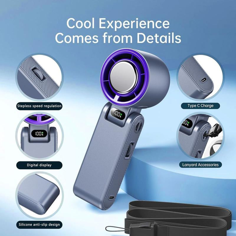 3-In-1 Portable Handheld Turbo Fan-100 Speeds, 13000 RPM, 12Hrs Cooling, Digital Display, 120° Rotation, USB Rechargeable Mini Hand Held Personal Fan for Travel, Indoor Desk Fan Portable Fan Fans Bunnings Industrial Fan Fan Blows Cold Air Household Items