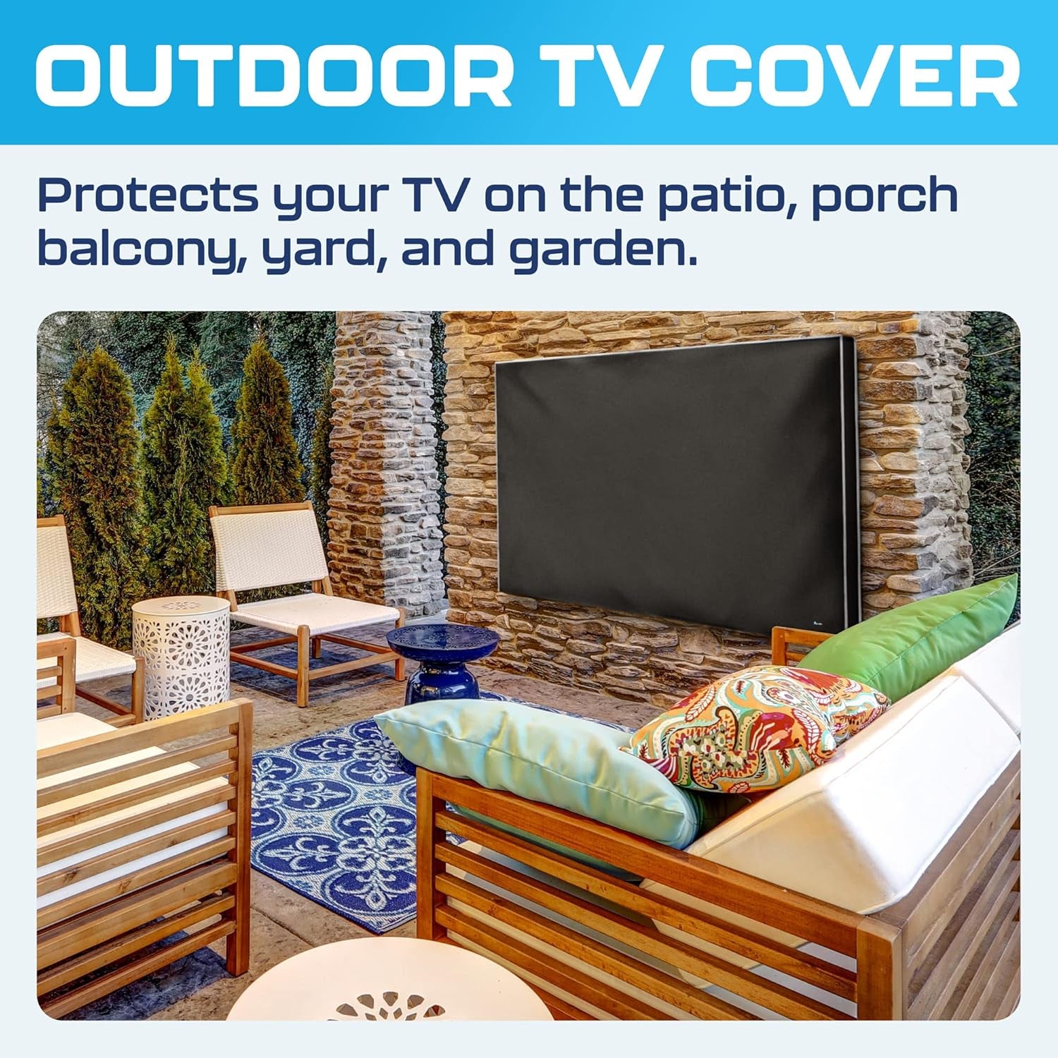 Outdoor TV Cover 65 Inch Waterproof and Weatherproof | TV Cover for outside 65 | Outdoor TV Enclosure | Smart Shield TV Screen Protector for outside TV | Cover for Moving | TV Display Protectors – Black